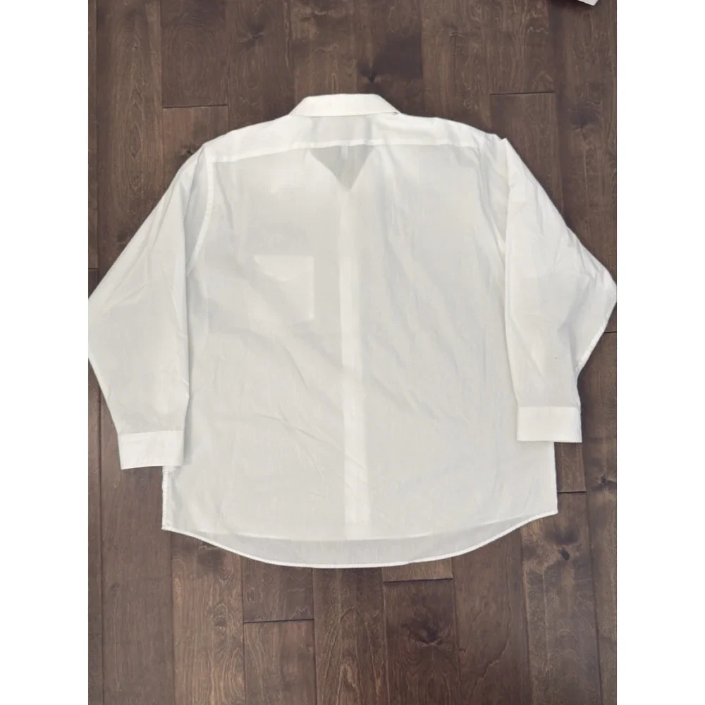 Arrow Men Dress Shirt Button Up Dover Broadcloth White Size 18.5/2XL Long Sleeve